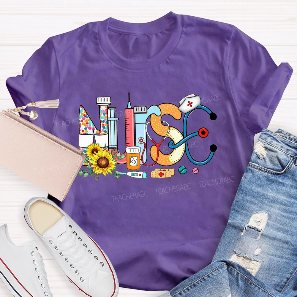 Nurse Hat Stethoscope Bandage Nurse Life T-shirt