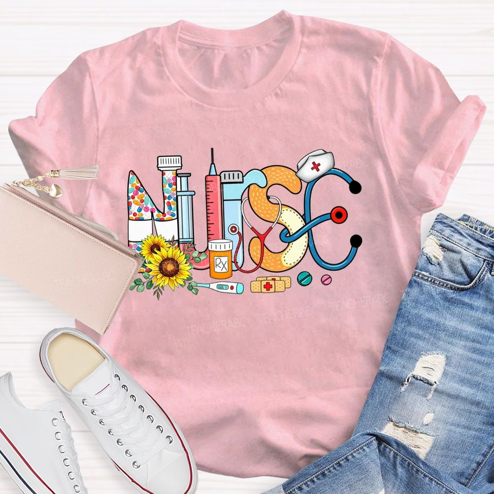 Nurse Hat Stethoscope Bandage Nurse Life T-shirt