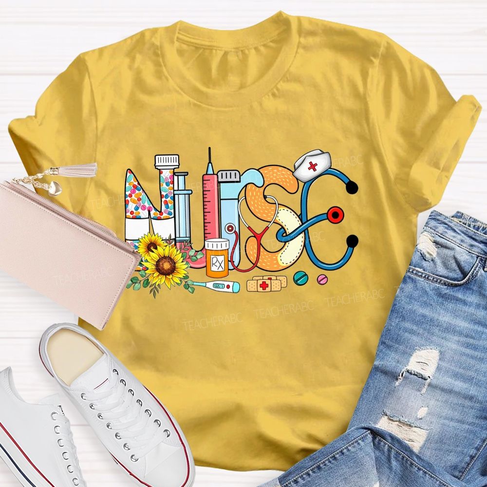 Nurse Hat Stethoscope Bandage Nurse Life T-shirt