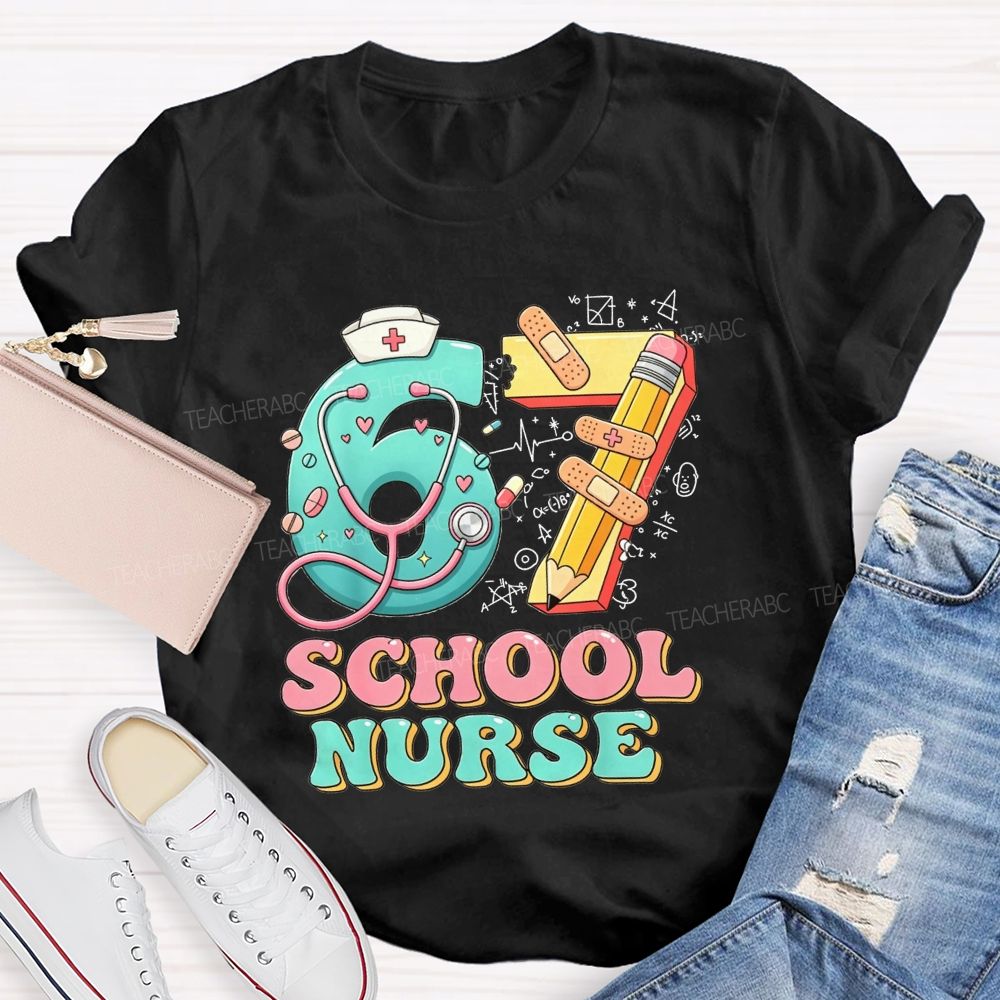 School Nurse Hat Stethoscope Cartoon 67 T-shirt