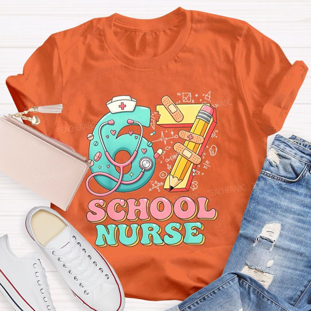 School Nurse Hat Stethoscope Cartoon 67 T-shirt