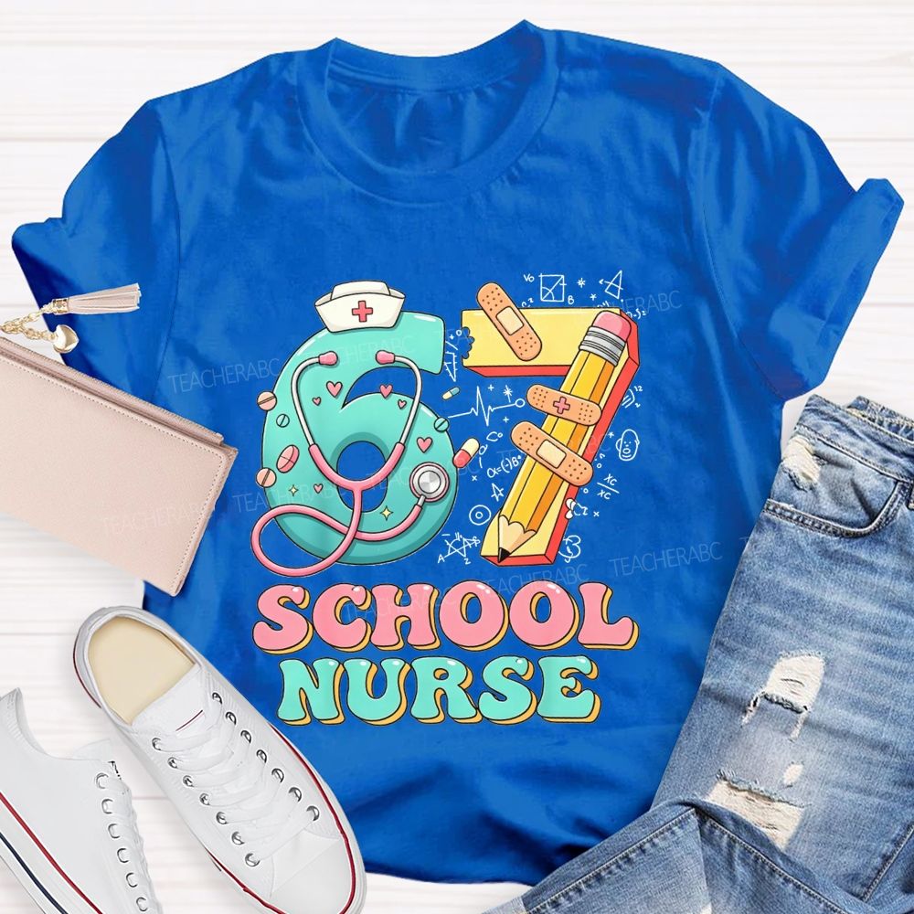 School Nurse Hat Stethoscope Cartoon 67 T-shirt