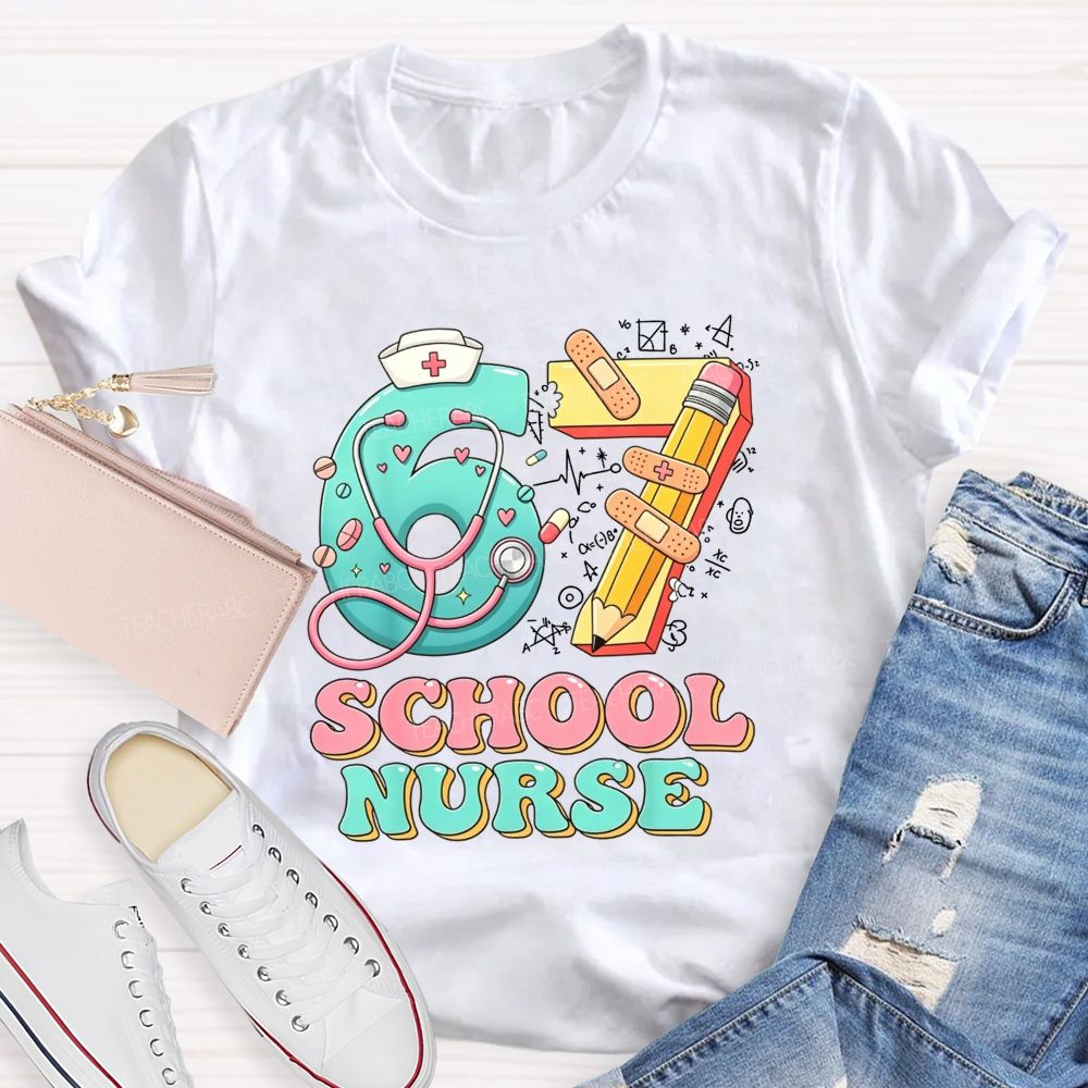 School Nurse Hat Stethoscope Cartoon 67 T-shirt