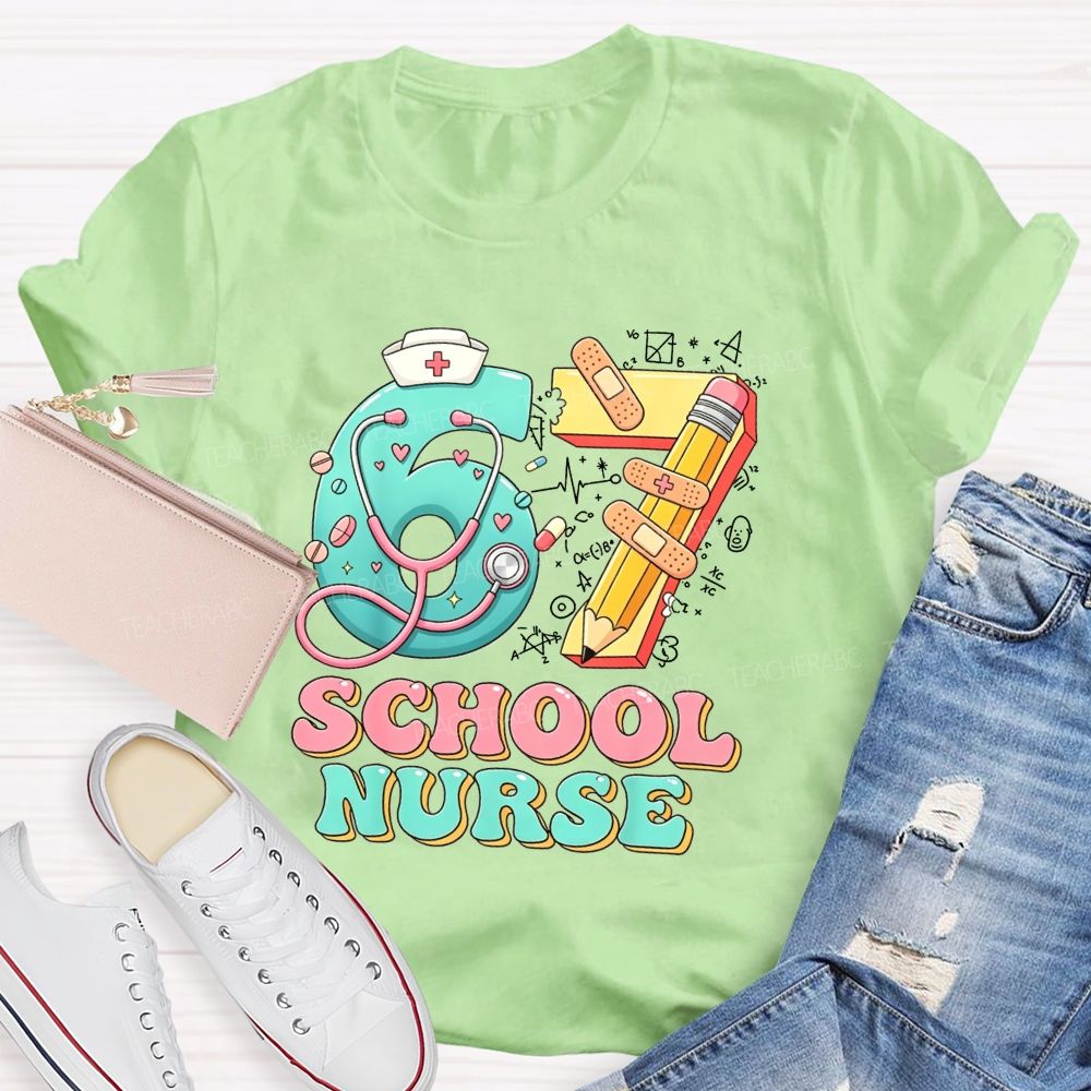 School Nurse Hat Stethoscope Cartoon 67 T-shirt