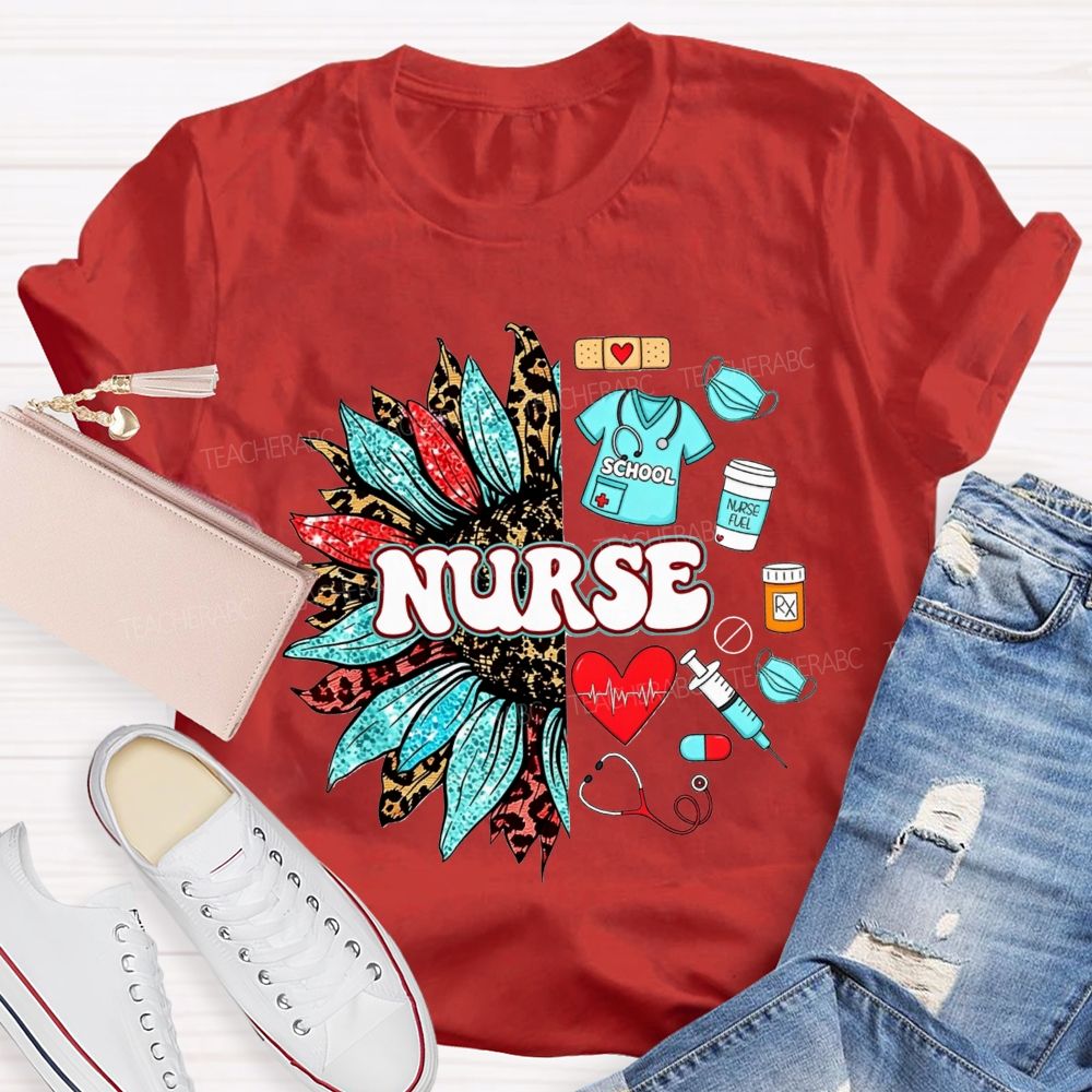 School Nurse Sunflower Medical T-shirt