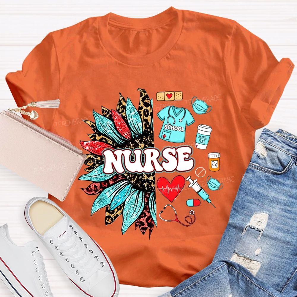 School Nurse Sunflower Medical T-shirt