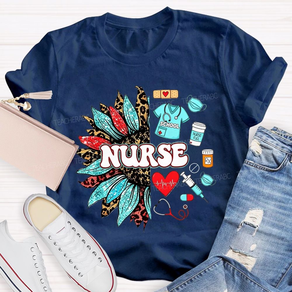 School Nurse Sunflower Medical T-shirt