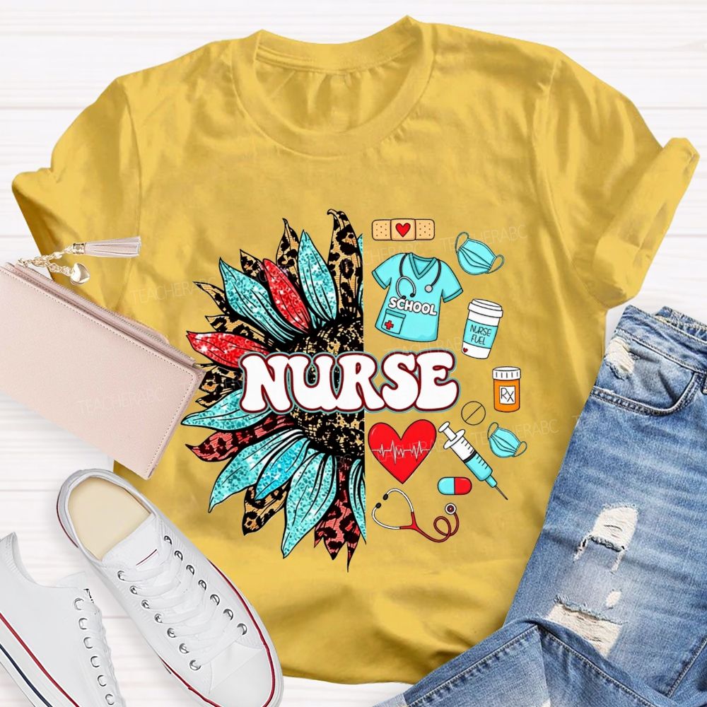 School Nurse Sunflower Medical T-shirt
