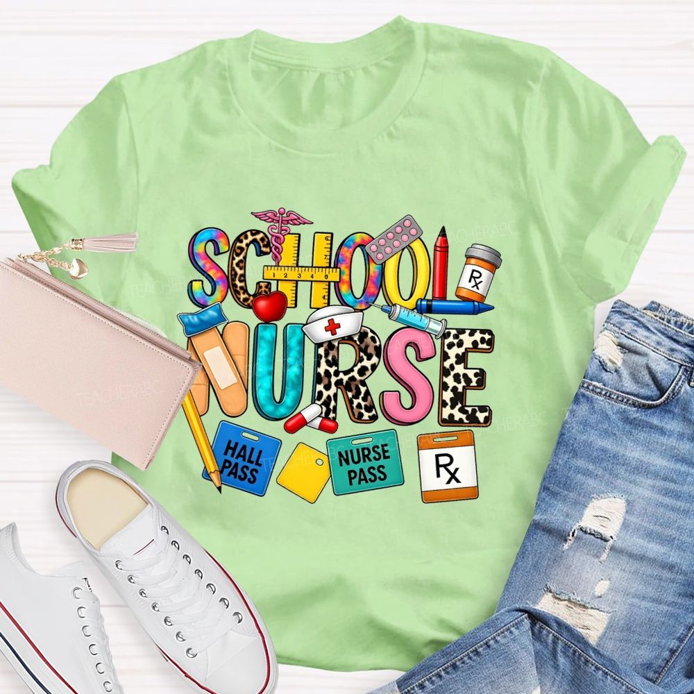 Leopard School Nurse Keeping Students Well T-shirt