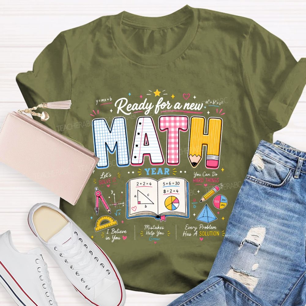 Ready For A New Math Year Notebook Pencil Math Teacher T-shirt