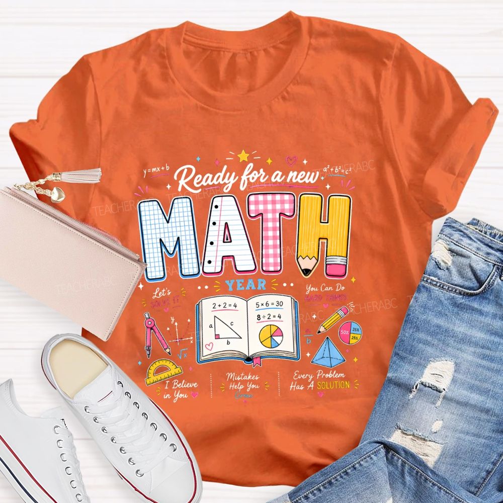 Ready For A New Math Year Notebook Pencil Math Teacher T-shirt