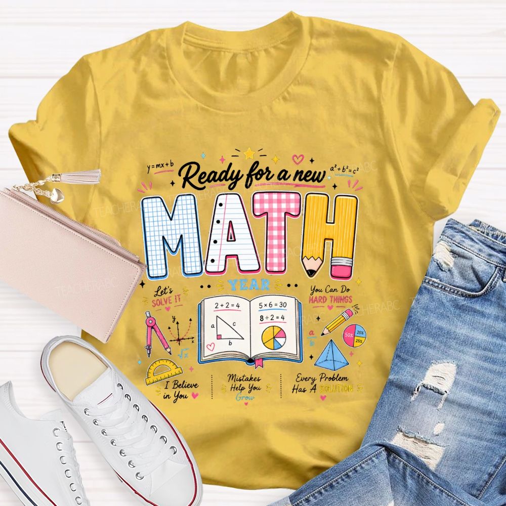Ready For A New Math Year Notebook Pencil Math Teacher T-shirt