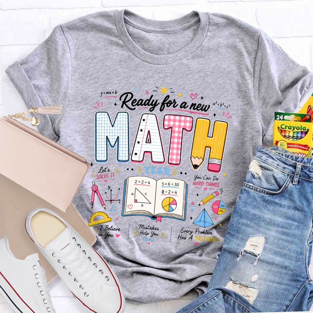 Ready For A New Math Year Notebook Pencil Math Teacher T-shirt