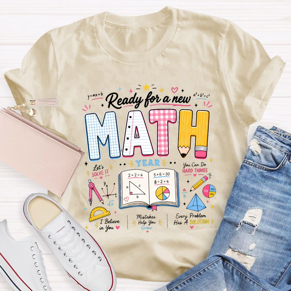 Ready For A New Math Year Notebook Pencil Math Teacher T-shirt
