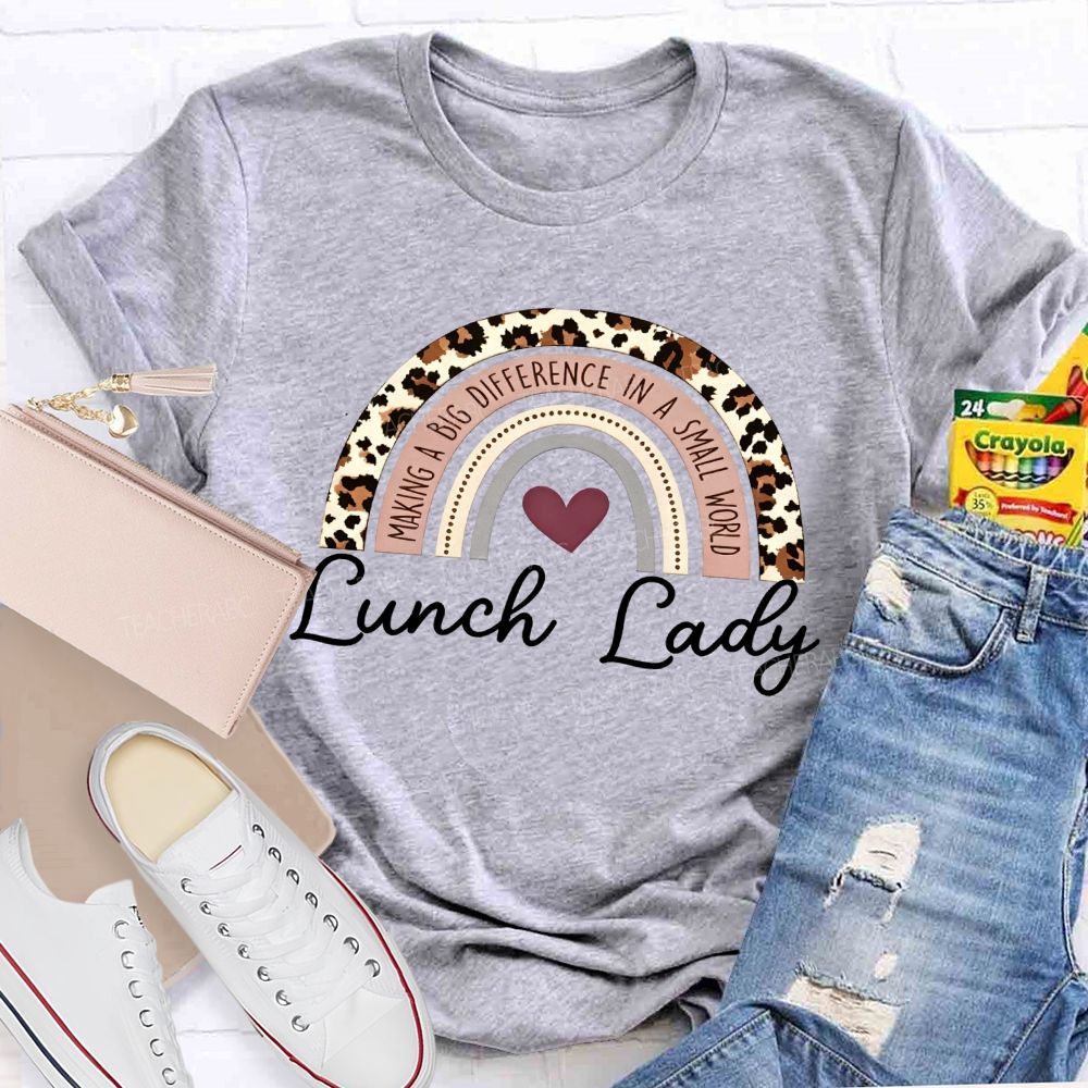Lunch Lady Making A Big Difference Leopard Rainbow T-shirt