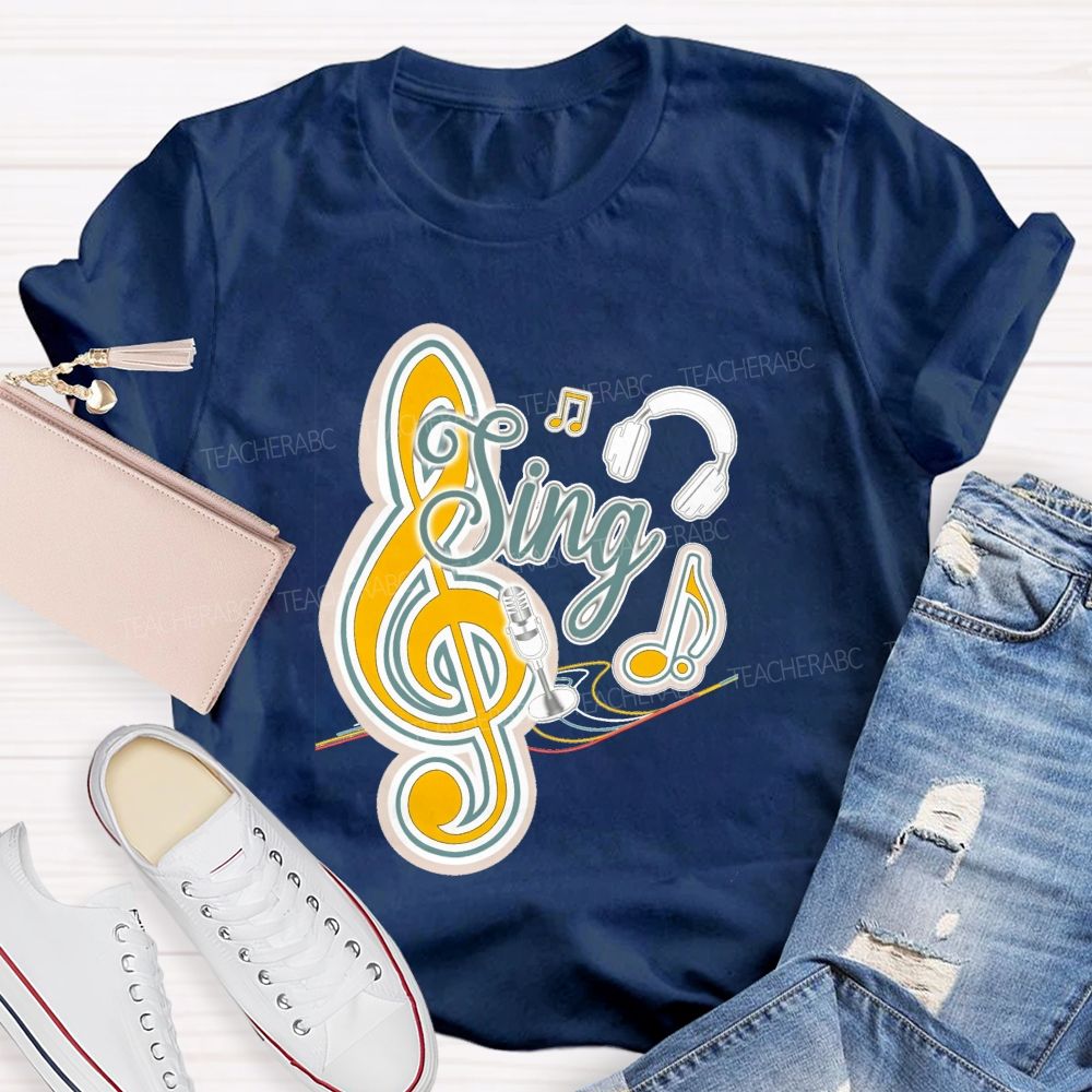 Sing Headphones Microphone Music Teacher T-shirt