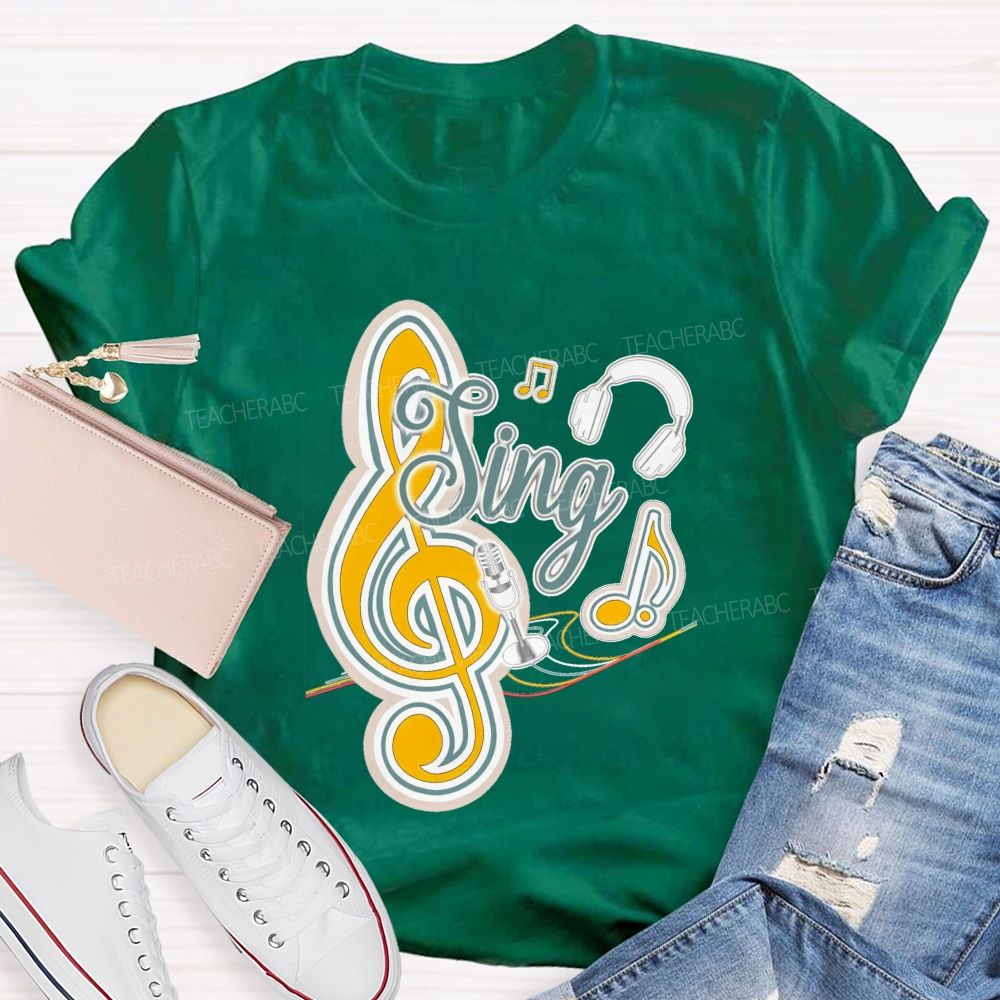 Sing Headphones Microphone Music Teacher T-shirt