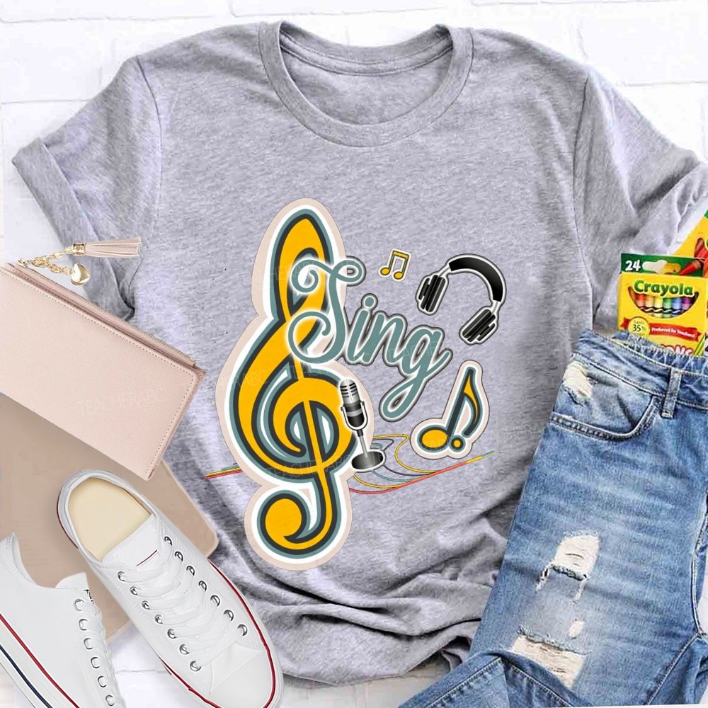Sing Headphones Microphone Music Teacher T-shirt