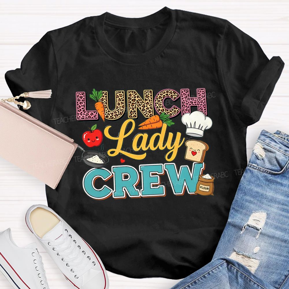 Lunch Lady Crew Leopard Print School Cafeteria Staff T-shirt