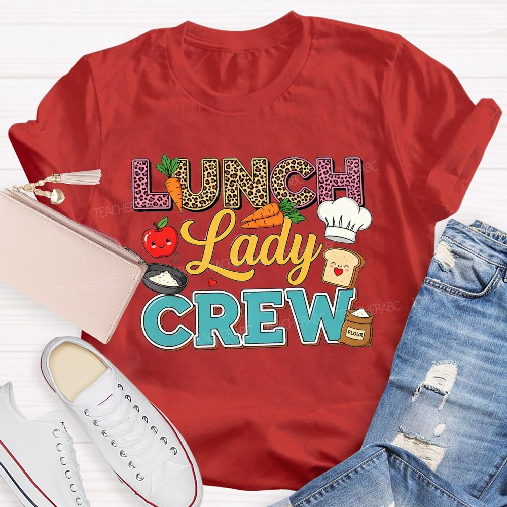 Lunch Lady Crew Leopard Print School Cafeteria Staff T-shirt