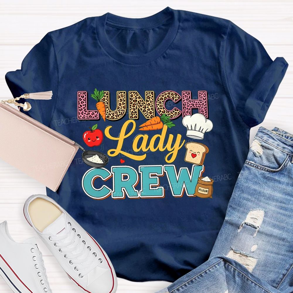 Lunch Lady Crew Leopard Print School Cafeteria Staff T-shirt