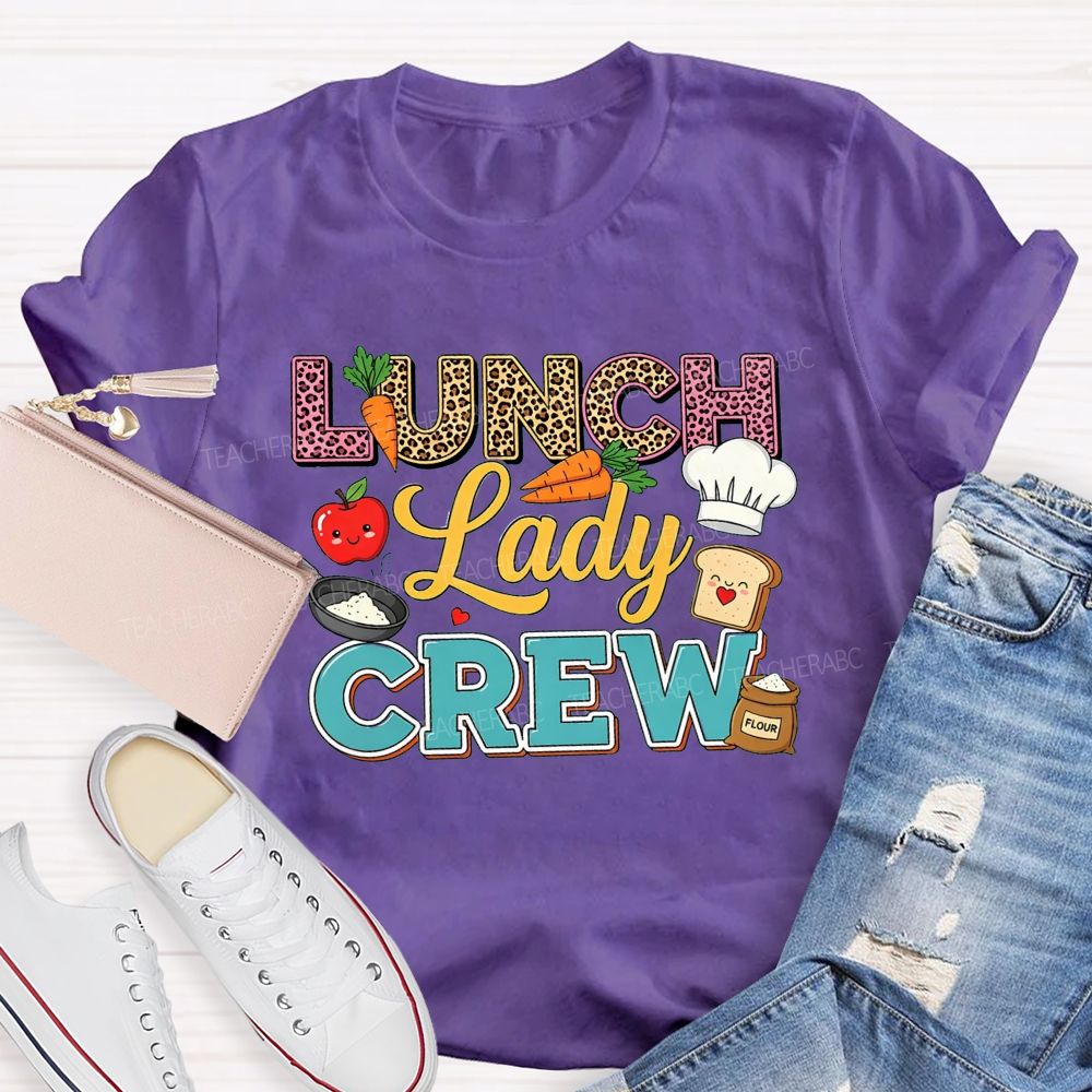 Lunch Lady Crew Leopard Print School Cafeteria Staff T-shirt