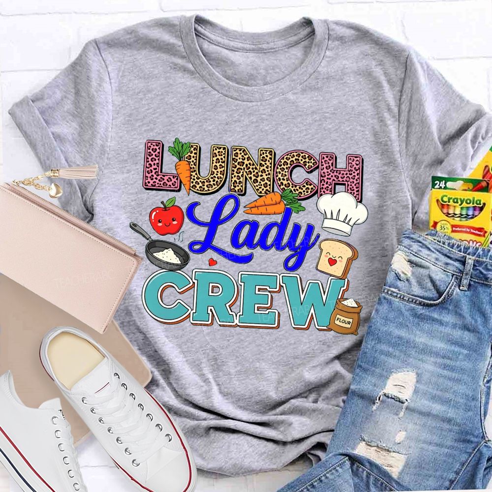 Lunch Lady Crew Leopard Print School Cafeteria Staff T-shirt