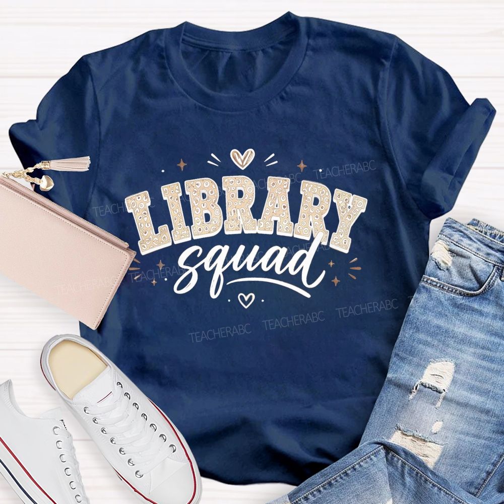 Library Squad Leopard Print Librarian Team T-shirt