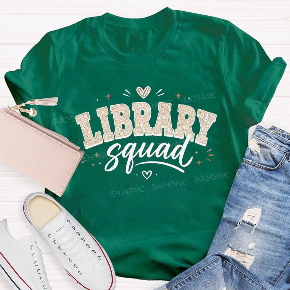Library Squad Leopard Print Librarian Team T-shirt