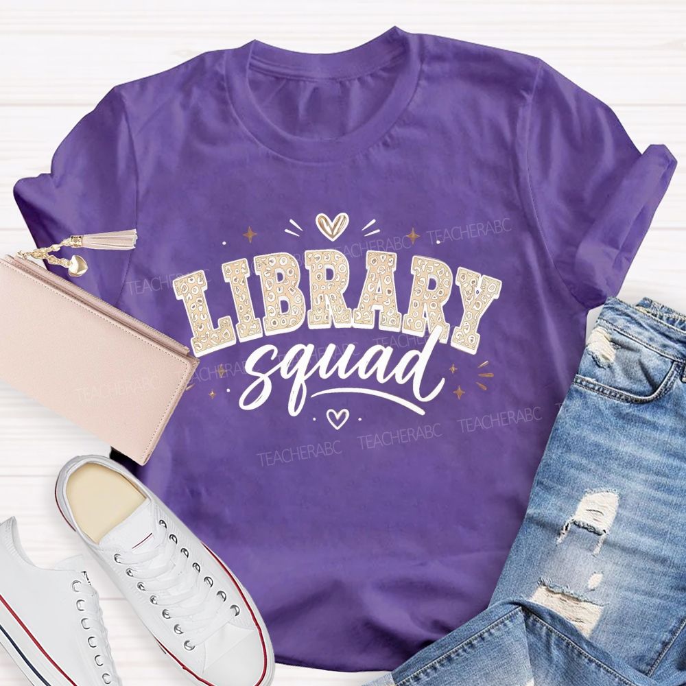 Library Squad Leopard Print Librarian Team T-shirt
