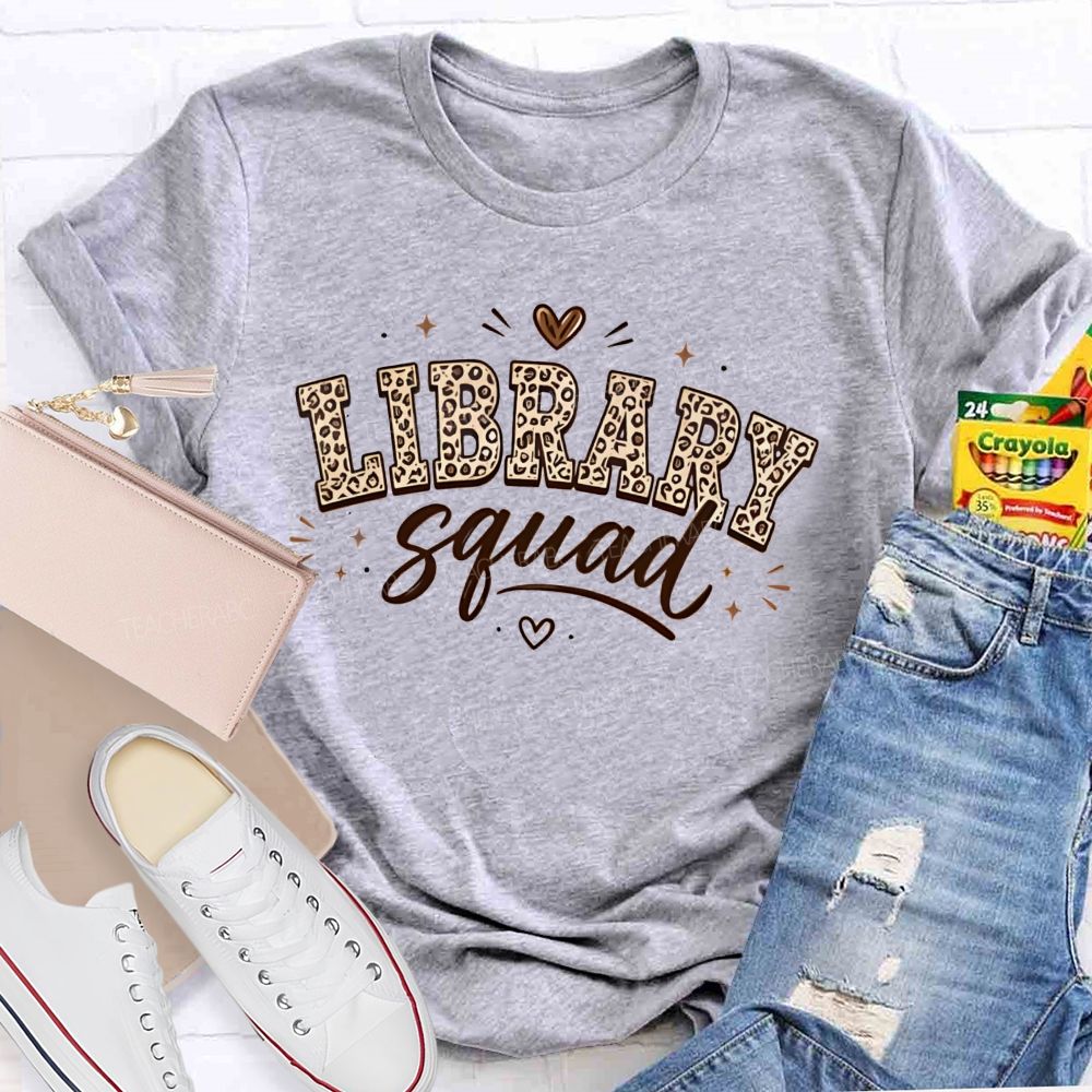 Library Squad Leopard Print Librarian Team T-shirt