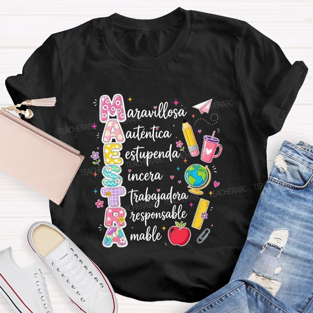 maestra maravillosa autentica Teacher T-shirt