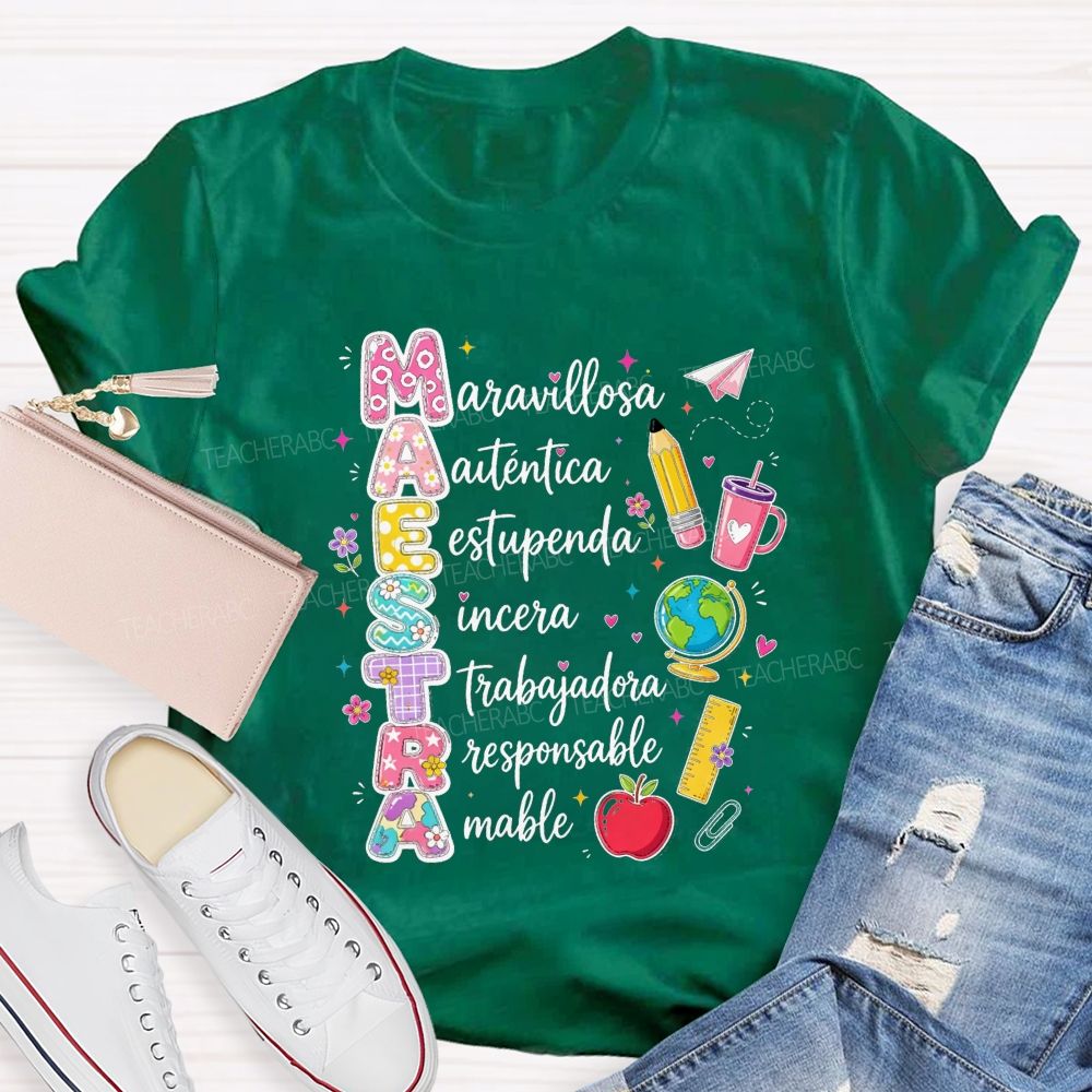 maestra maravillosa autentica Teacher T-shirt