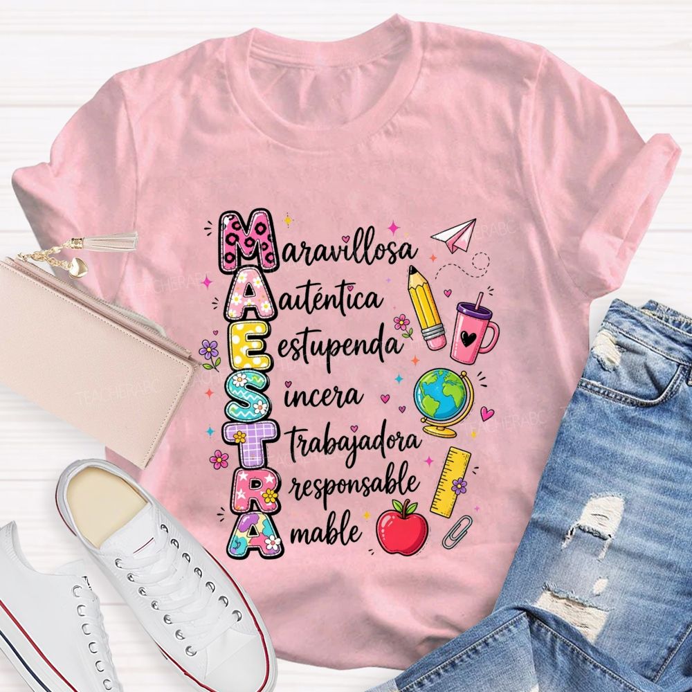 maestra maravillosa autentica Teacher T-shirt