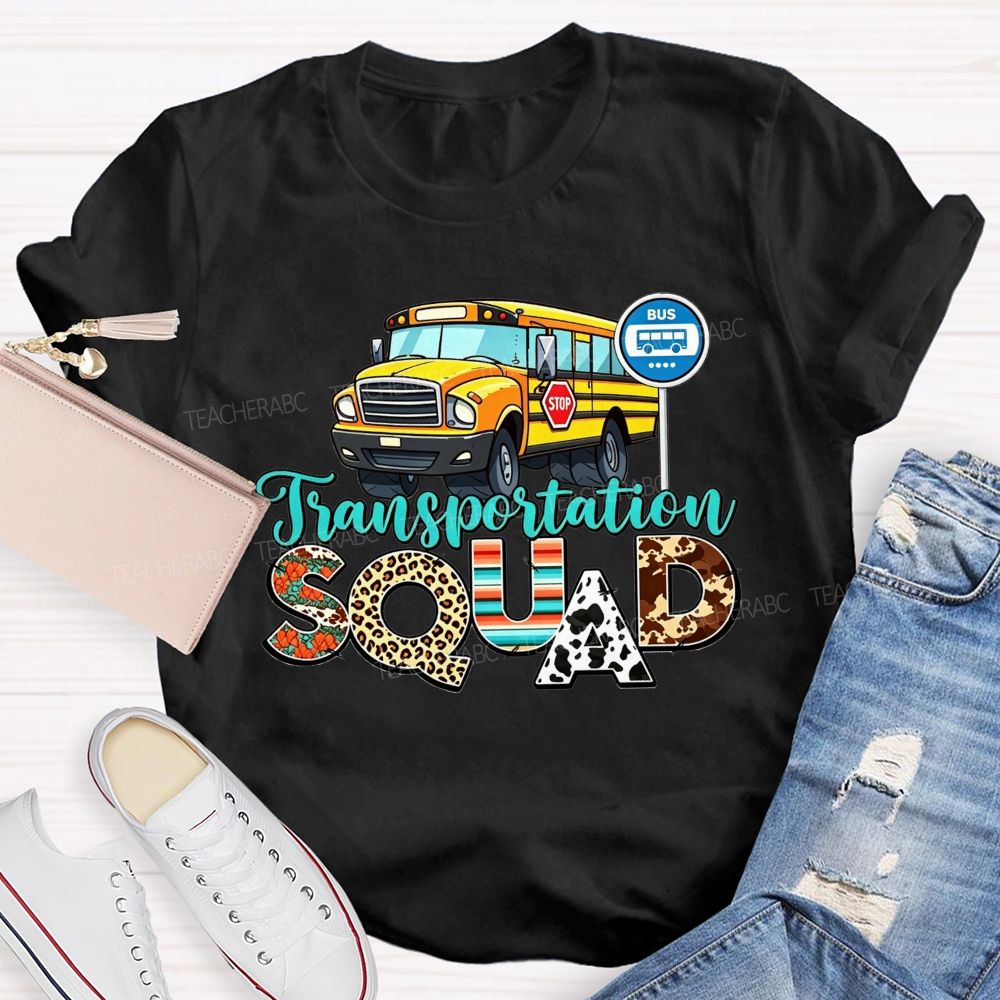 Transportation Squad Leopard Cow Print School Bus Driver T-shirt