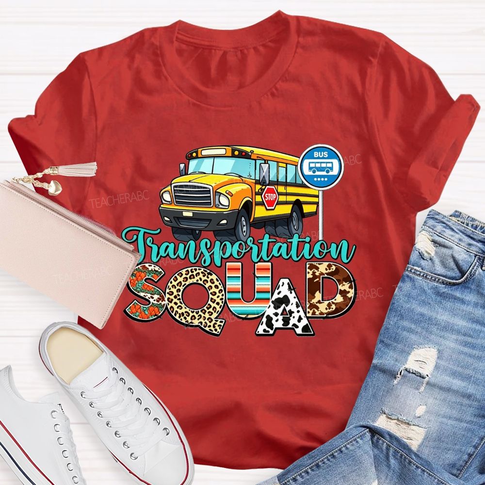 Transportation Squad Leopard Cow Print School Bus Driver T-shirt