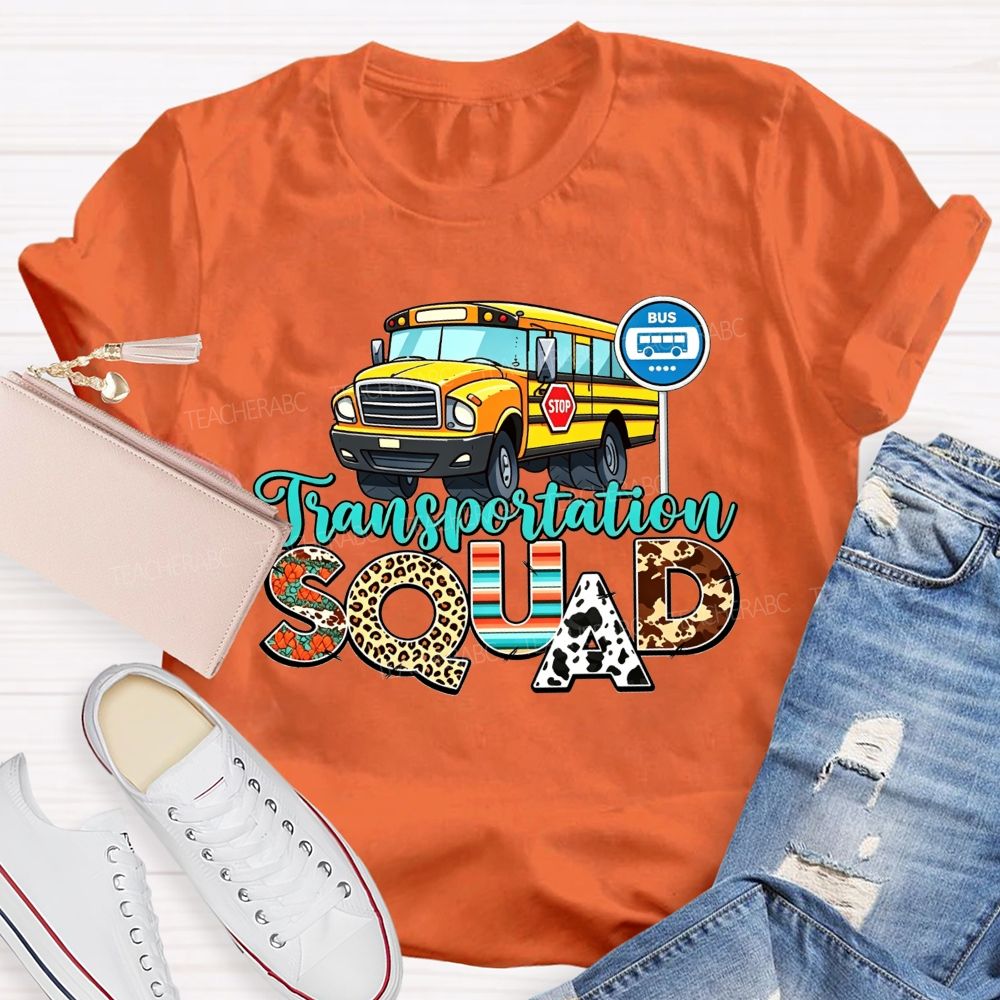Transportation Squad Leopard Cow Print School Bus Driver T-shirt