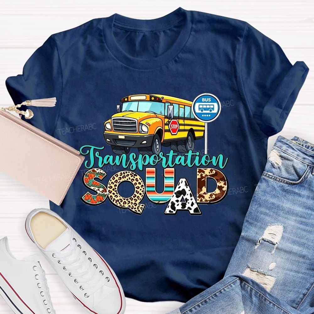 Transportation Squad Leopard Cow Print School Bus Driver T-shirt