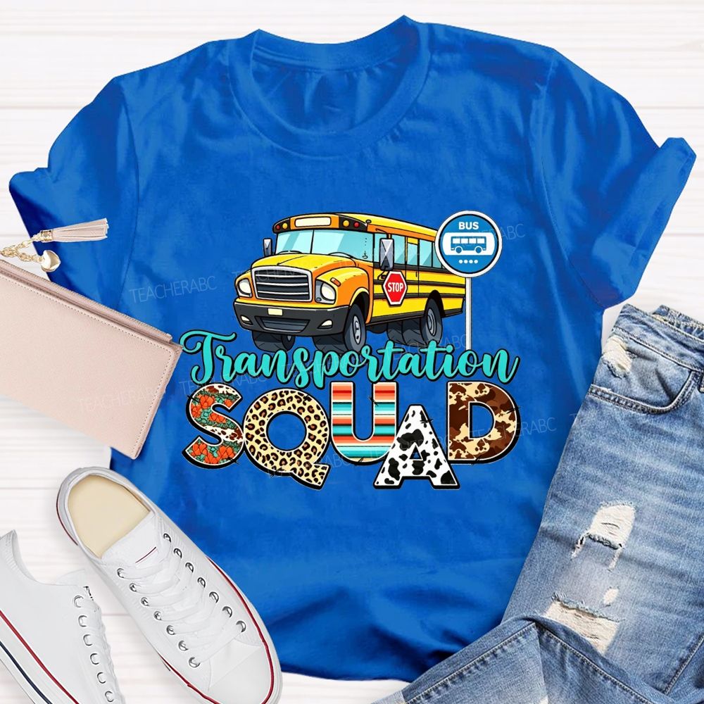 Transportation Squad Leopard Cow Print School Bus Driver T-shirt