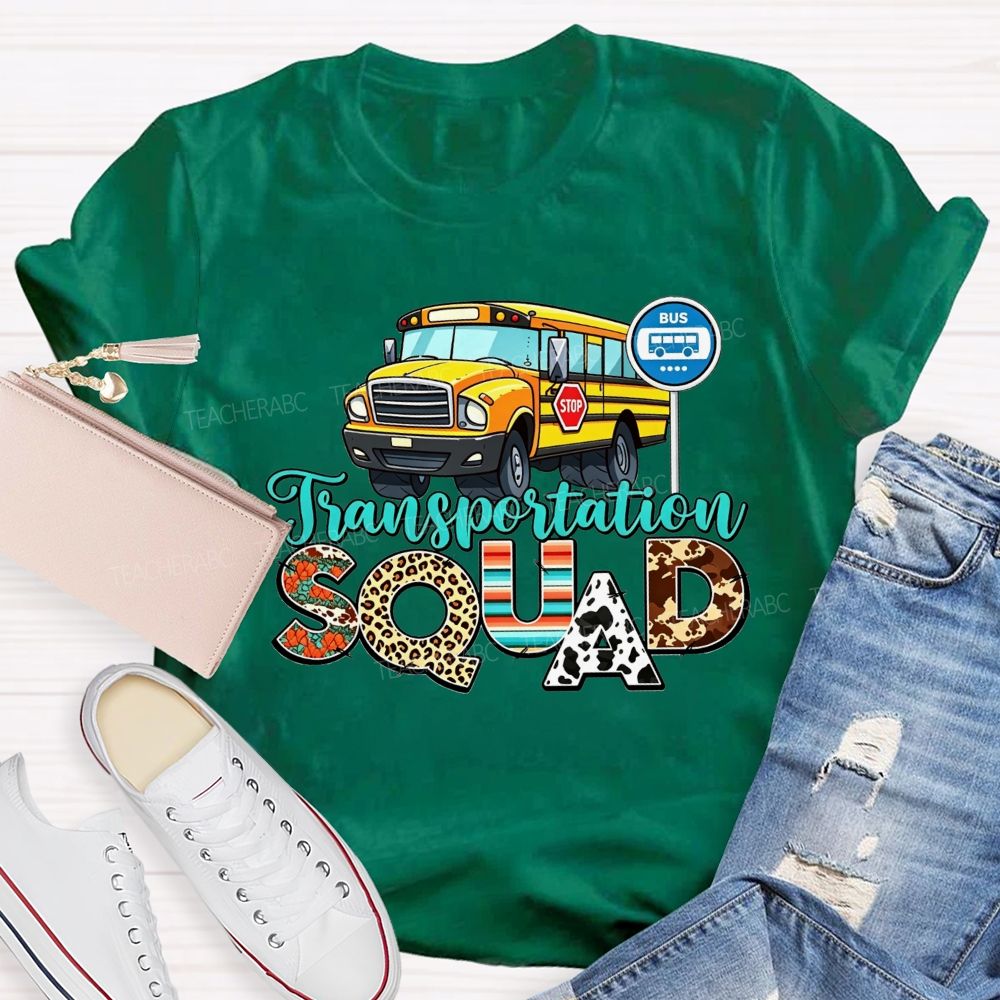 Transportation Squad Leopard Cow Print School Bus Driver T-shirt