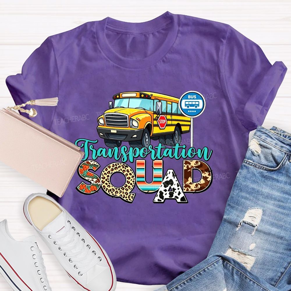 Transportation Squad Leopard Cow Print School Bus Driver T-shirt