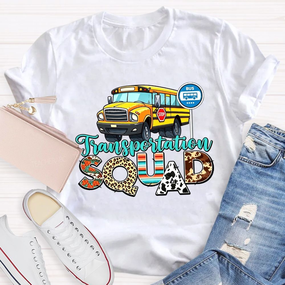 Transportation Squad Leopard Cow Print School Bus Driver T-shirt
