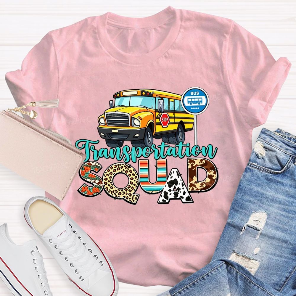 Transportation Squad Leopard Cow Print School Bus Driver T-shirt