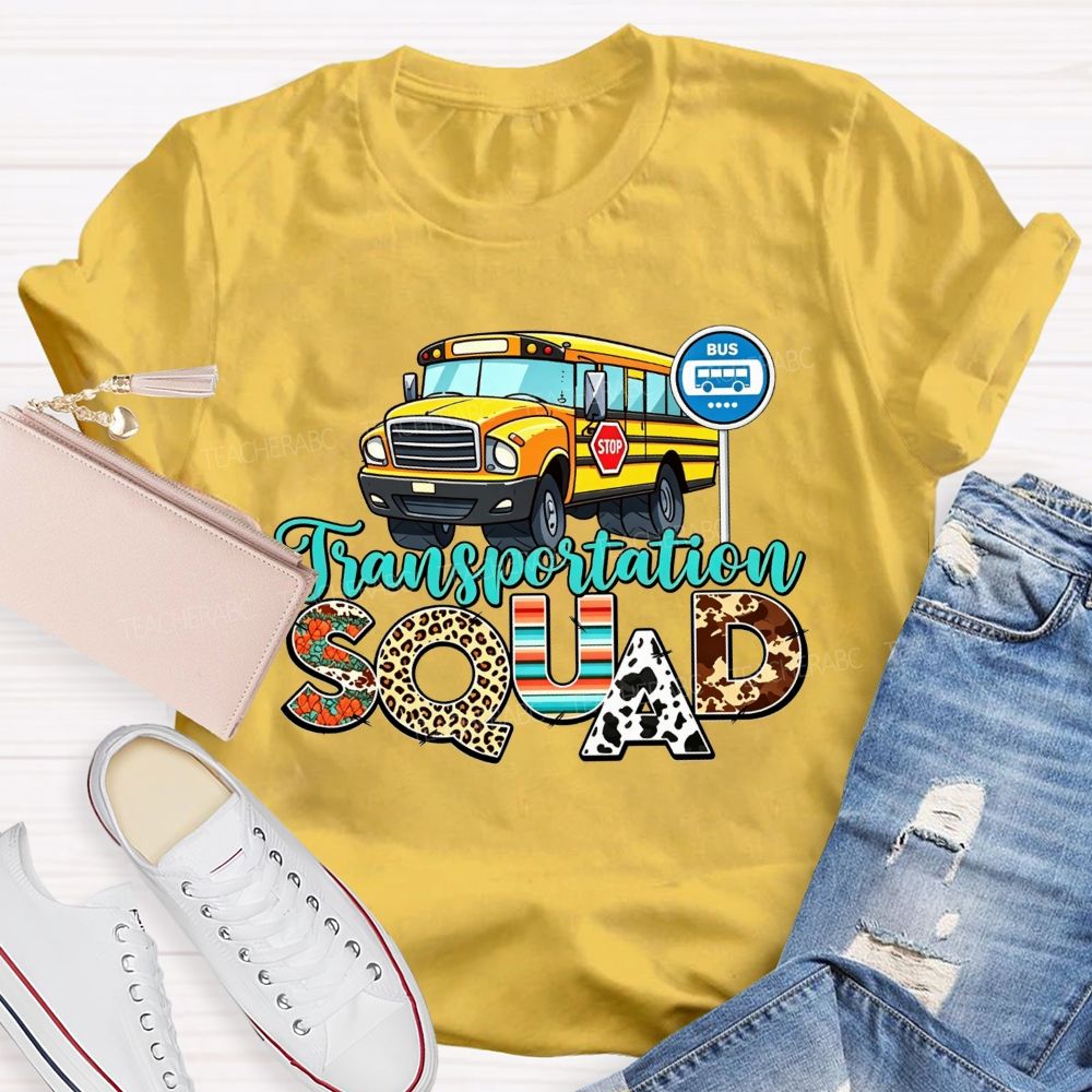 Transportation Squad Leopard Cow Print School Bus Driver T-shirt