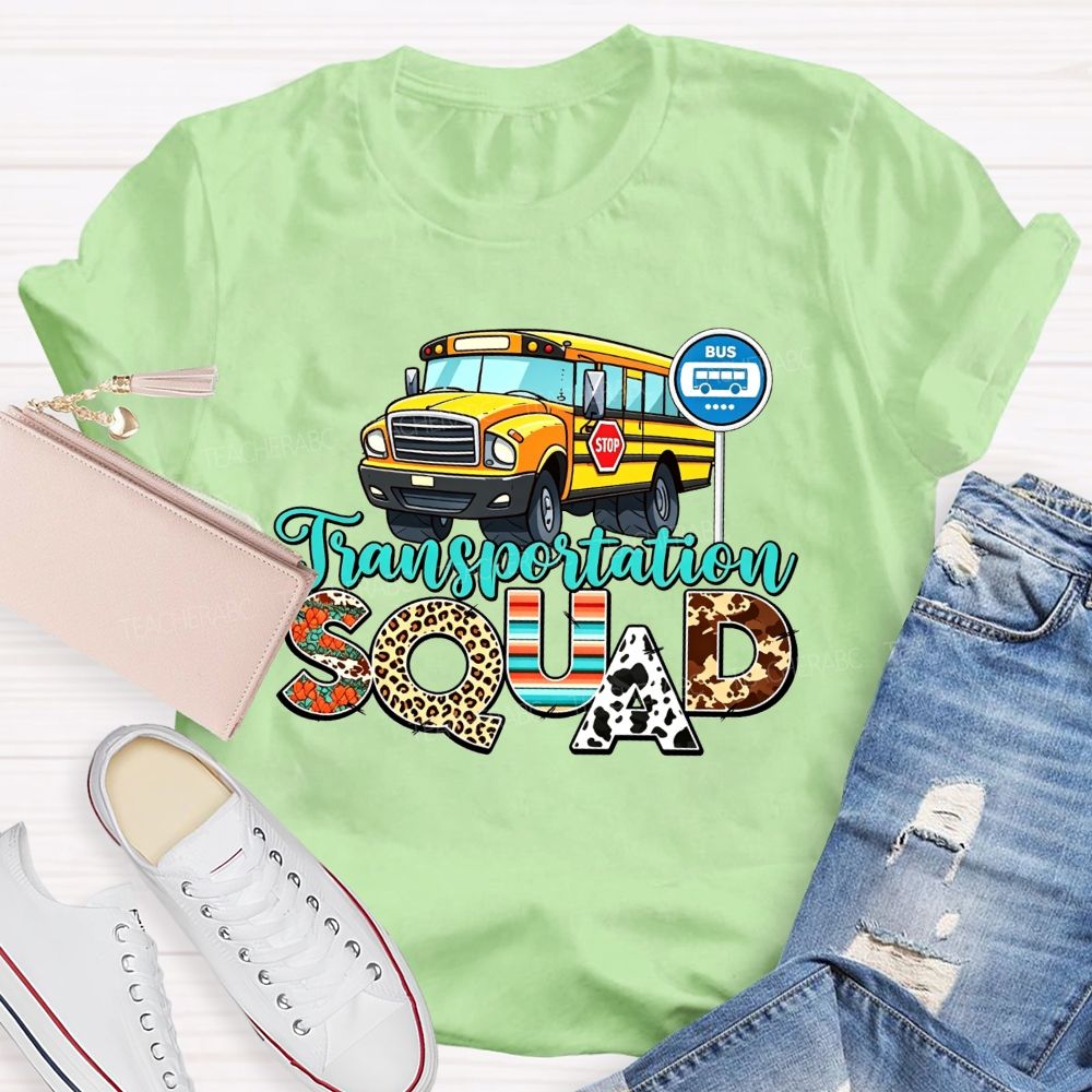 Transportation Squad Leopard Cow Print School Bus Driver T-shirt