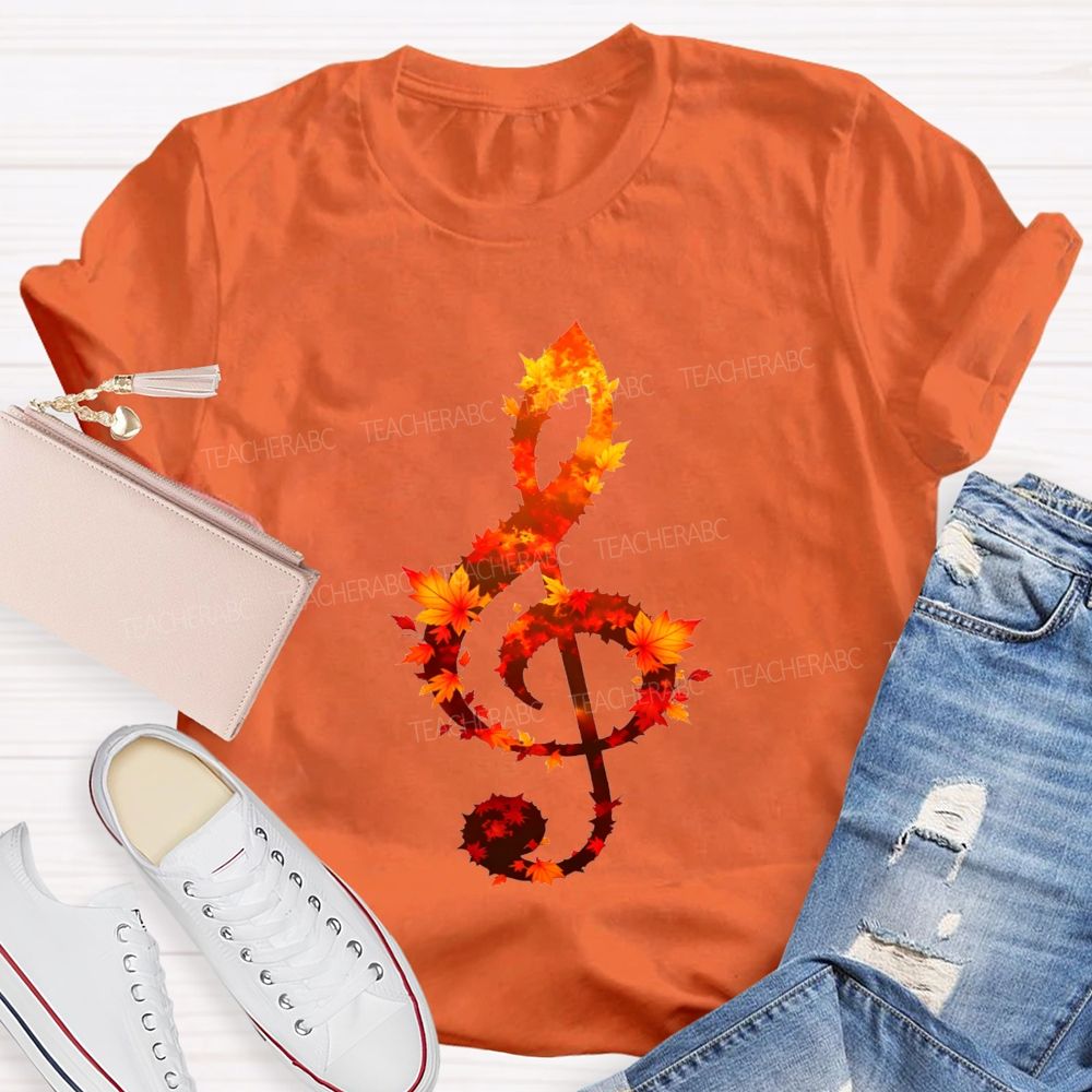 Fall Leaves And Sweet Music Teacher T-shirt