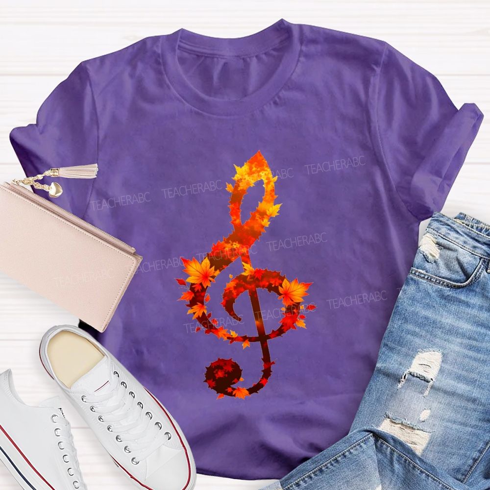 Fall Leaves And Sweet Music Teacher T-shirt