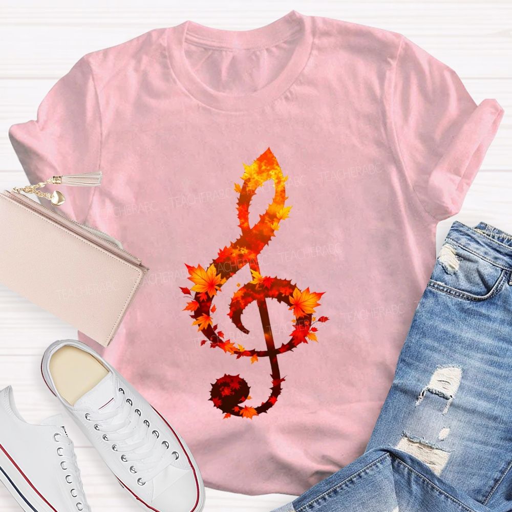 Fall Leaves And Sweet Music Teacher T-shirt