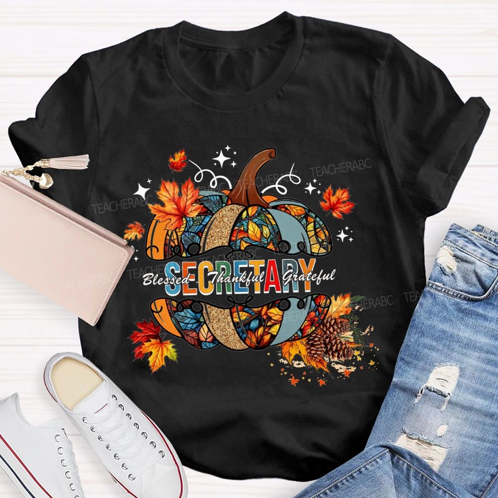 Secretary Blessed Thankful Grateful Fall Vibes T-shirt