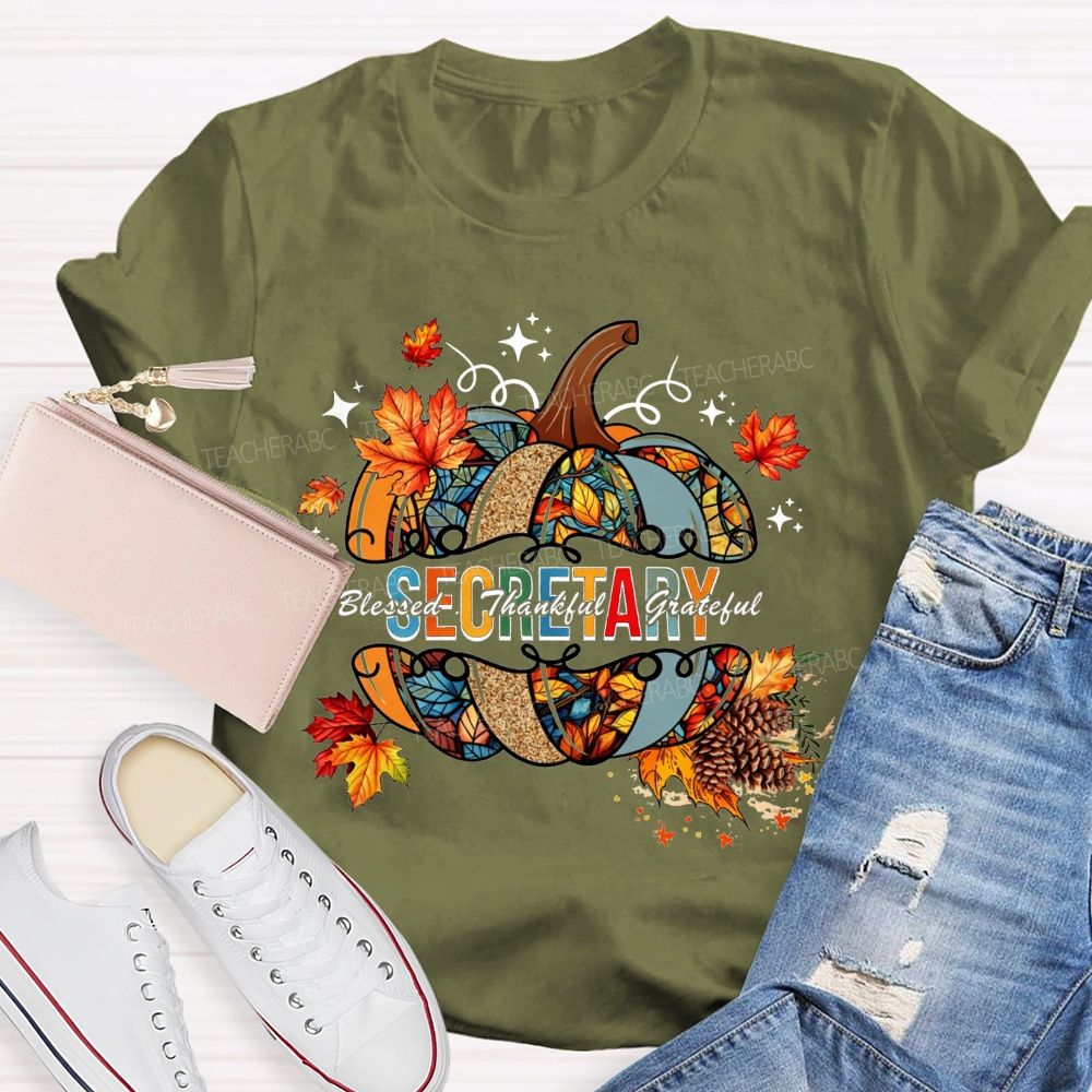 Secretary Blessed Thankful Grateful Fall Vibes T-shirt
